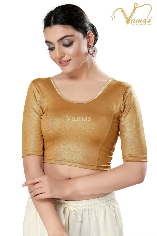 Vamas Women's Shimmer Non-Padded Stretchable Elbow Sleeves Saree Blouse ( A-24.N )