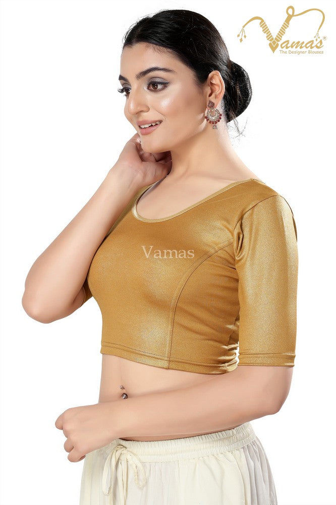 Vamas Women's Shimmer Non-Padded Stretchable Elbow Sleeves Saree Blouse ( A-24.N )