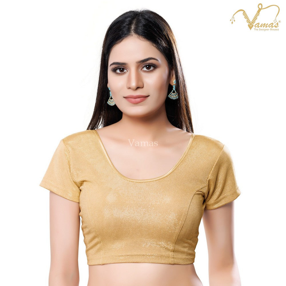 Vamas Women's Shimmer Non-Padded Stretchable Short Sleeves Saree Blouse ( A-37.N )