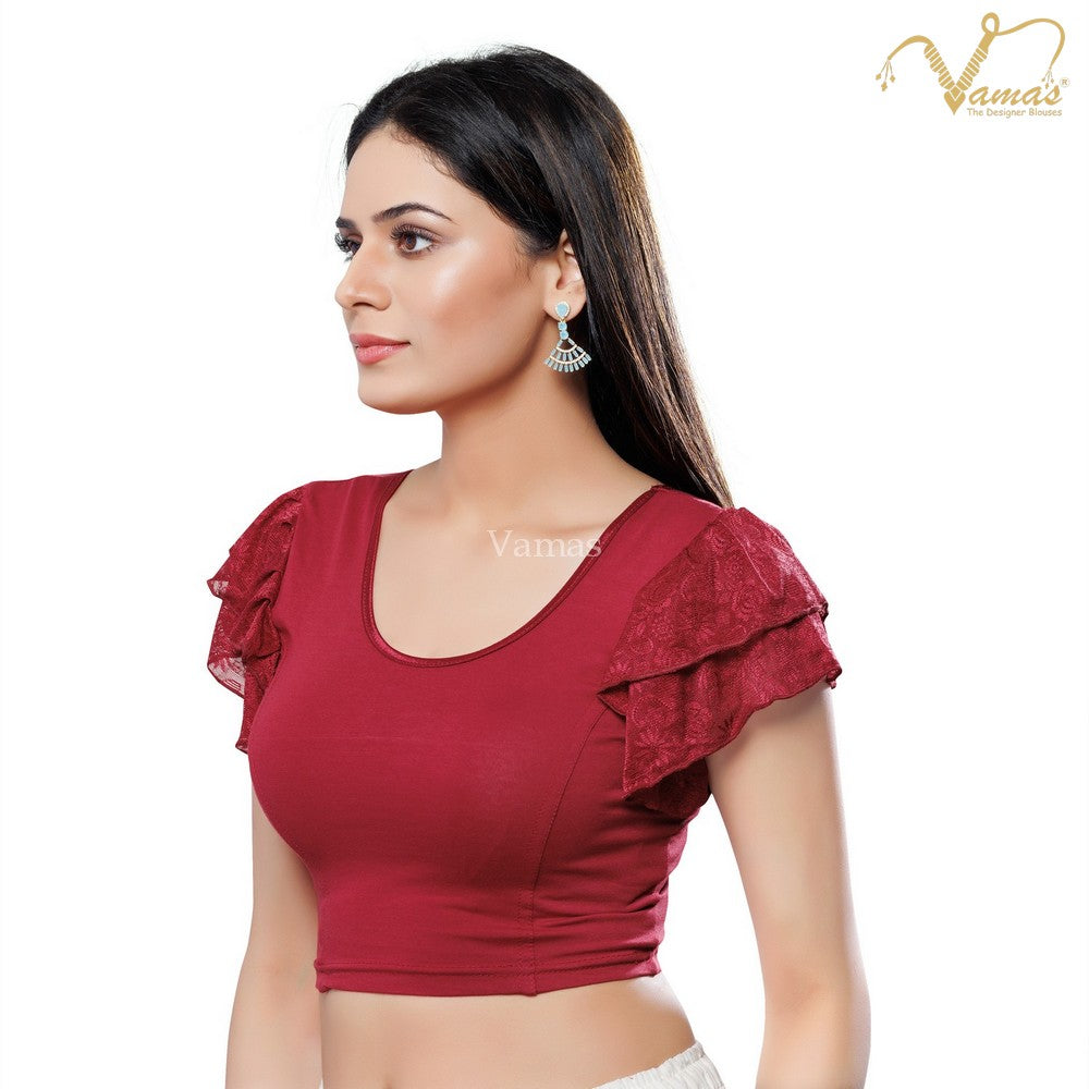 Vamas Women's Cotton Lycra Non-Padded Stretchable Short Sleeves Saree Blouse ( A-63.N )