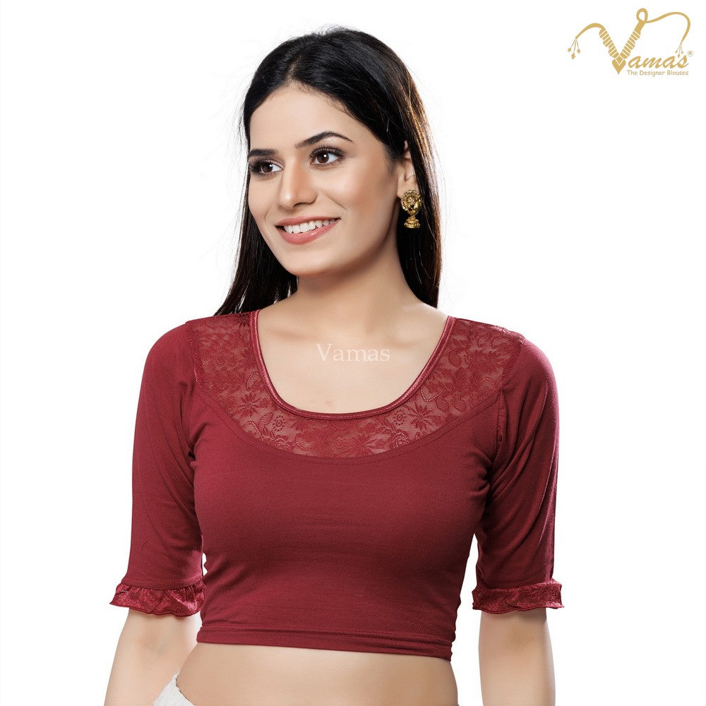 Vamas Women's Cotton Lycra Non-Padded Stretchable Elbow Sleeves Saree Blouse ( A-67.N )