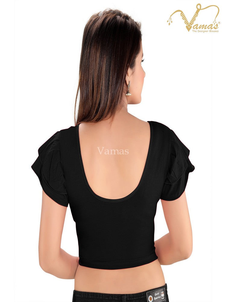 Vamas Women's Cotton Lycra Non-Padded Stretchable Short Sleeves Saree Blouse ( A-74 )