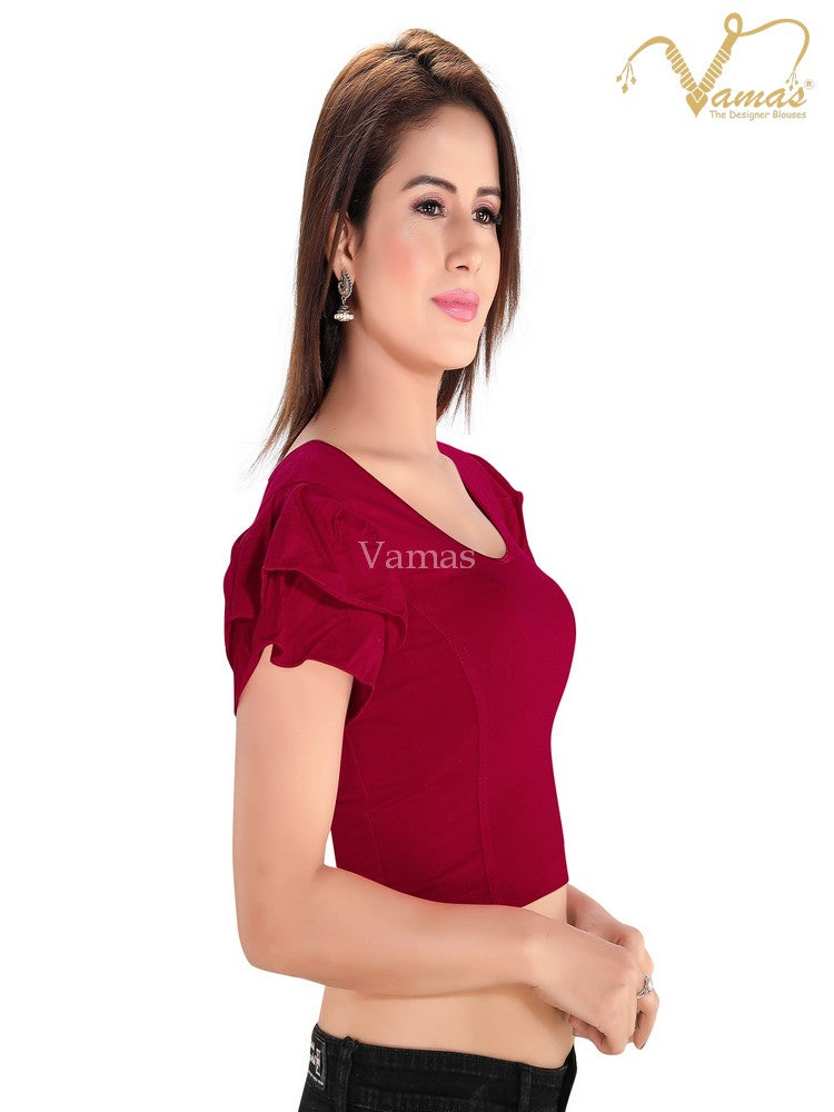 Vamas Women's Cotton Lycra Non-Padded Stretchable Short Sleeves Saree Blouse ( A-74 )