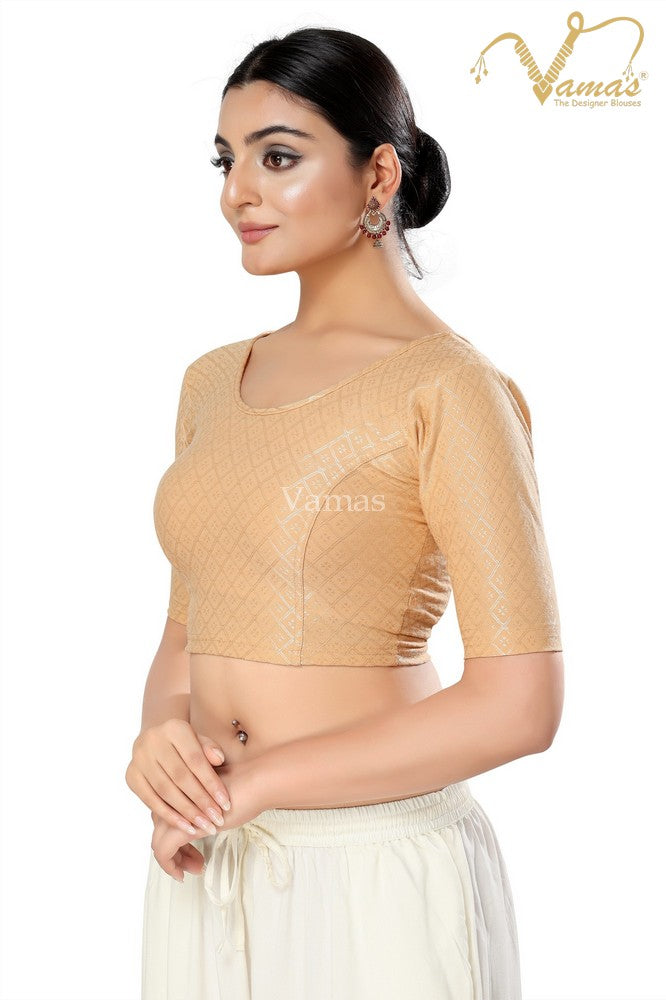 Vamas Women's Polyester Non-Padded Stretchable Elbow Sleeves Saree Blouse ( A-94 )