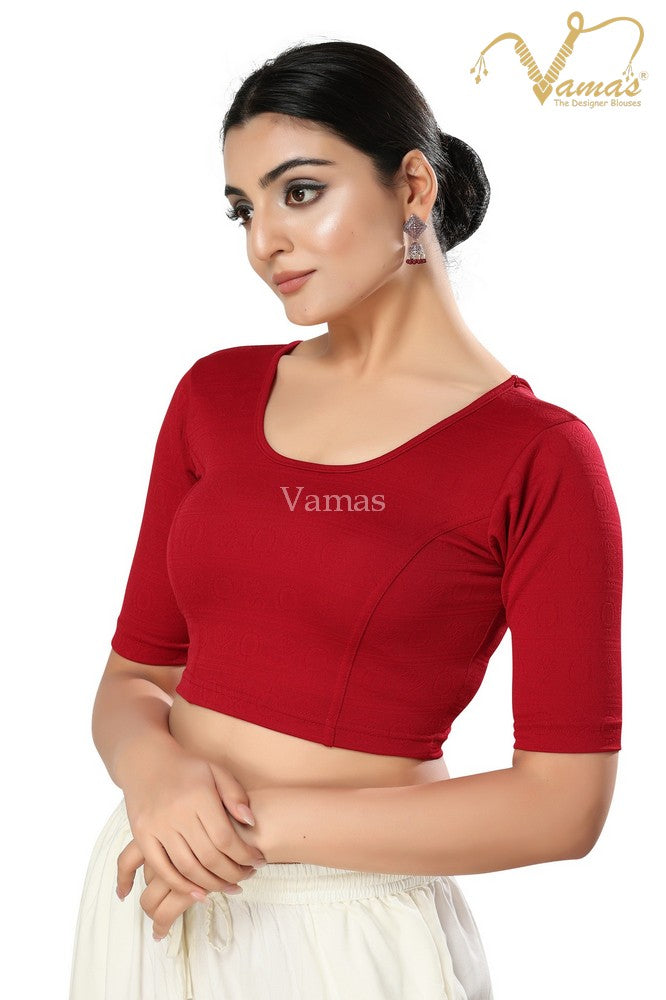Vamas Women's Jacquard Non-Padded Stretchable Elbow Sleeves Saree Blouse ( A-99 )