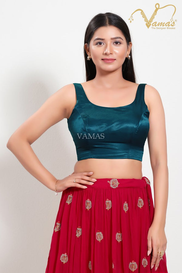 Vamas Women's Silk Padded Back Open Sleeveless Saree Blouse ( VFJ-171 )