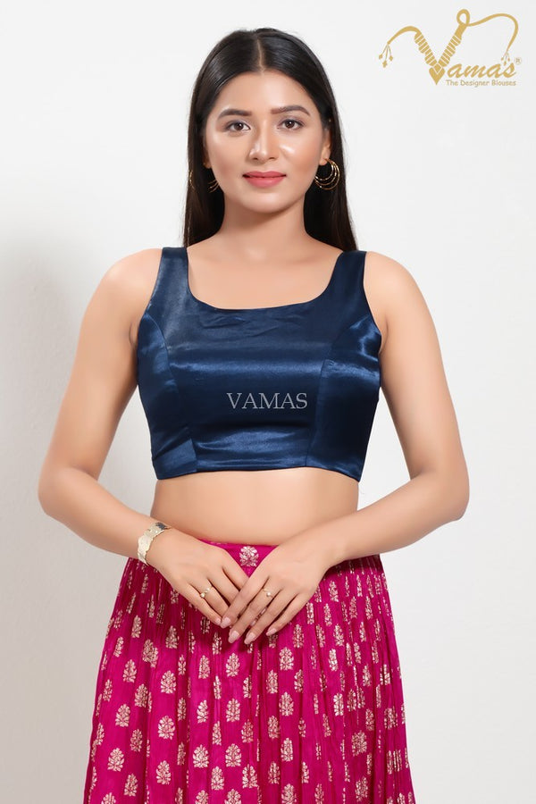 Vamas Women's Silk Padded Back Open Sleeveless Saree Blouse ( VFJ-171 )