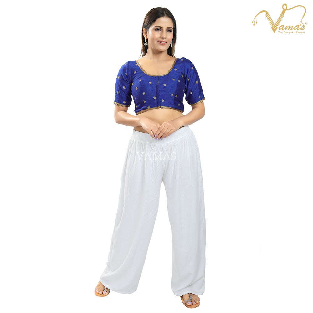 Vamas Women's Silk Padded Front Open Short Sleeves Saree Blouse ( X-998.ELB )