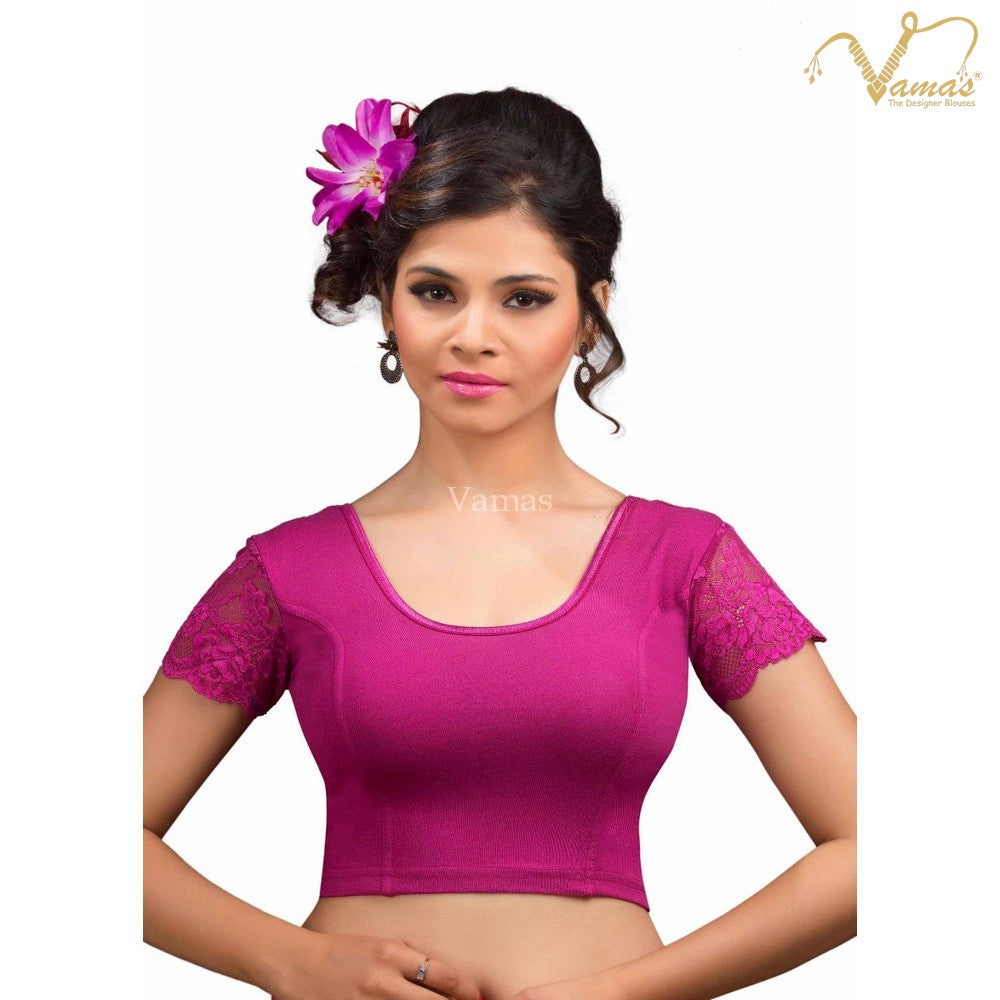 Vamas Women's Cotton Lycra Non-Padded Stretchable Short Sleeves Saree Blouse ( A-15 )