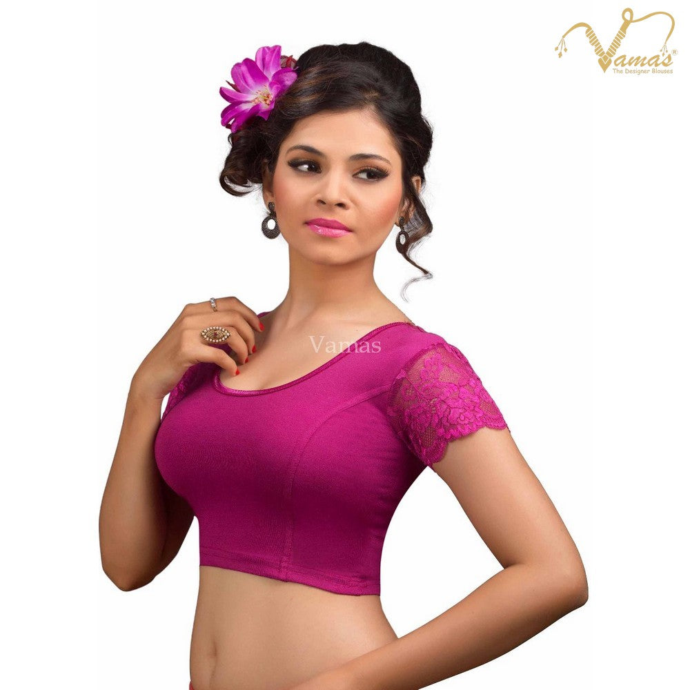 Vamas Women's Cotton Lycra Non-Padded Stretchable Short Sleeves Saree Blouse ( A-15 )
